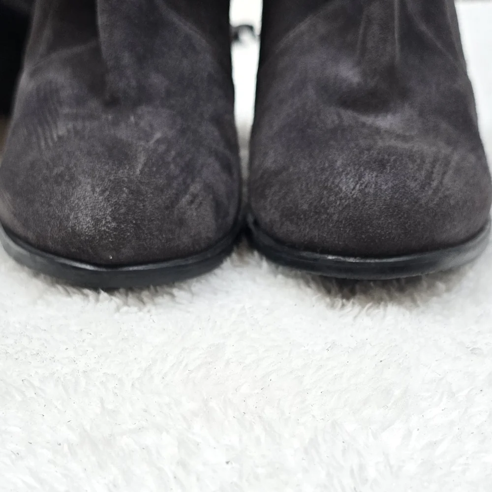 Stuart Weitzman Highland Gray Suede Over-The-Knee OTK Block Heel Boots 8.5